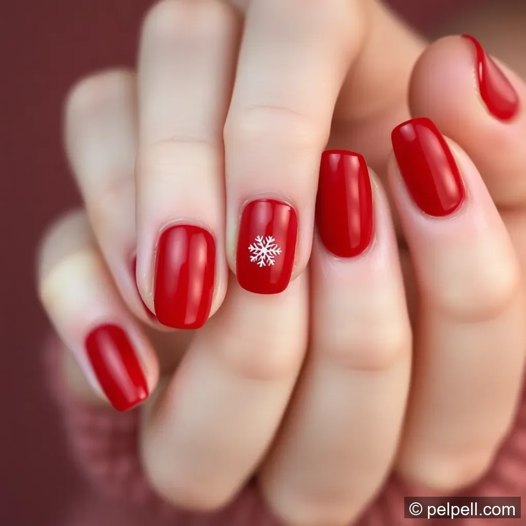 Design 1: Classic Red with White Snowflake Accent