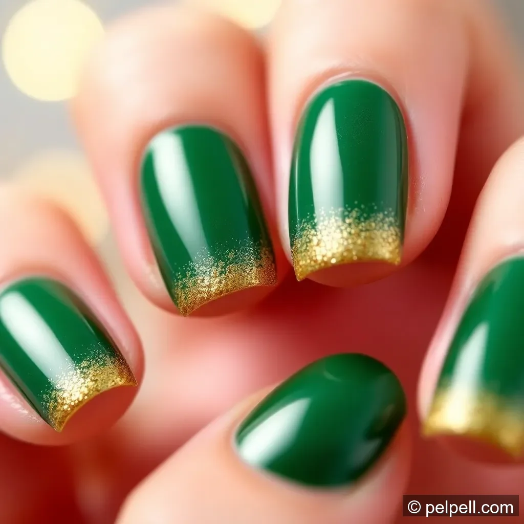 Design 9: Green to Gold Ombre with Glitter Fade
