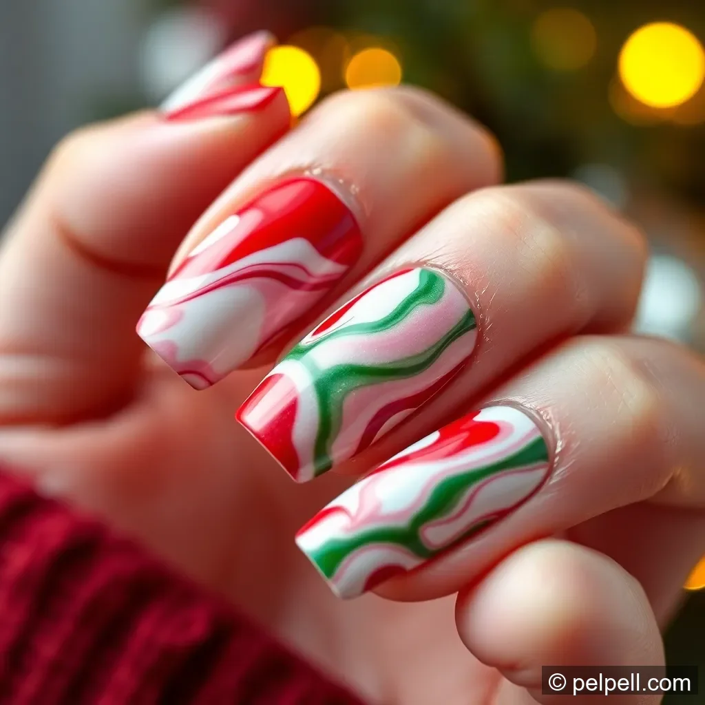 Design 9: Marble Red and White with Green Veins