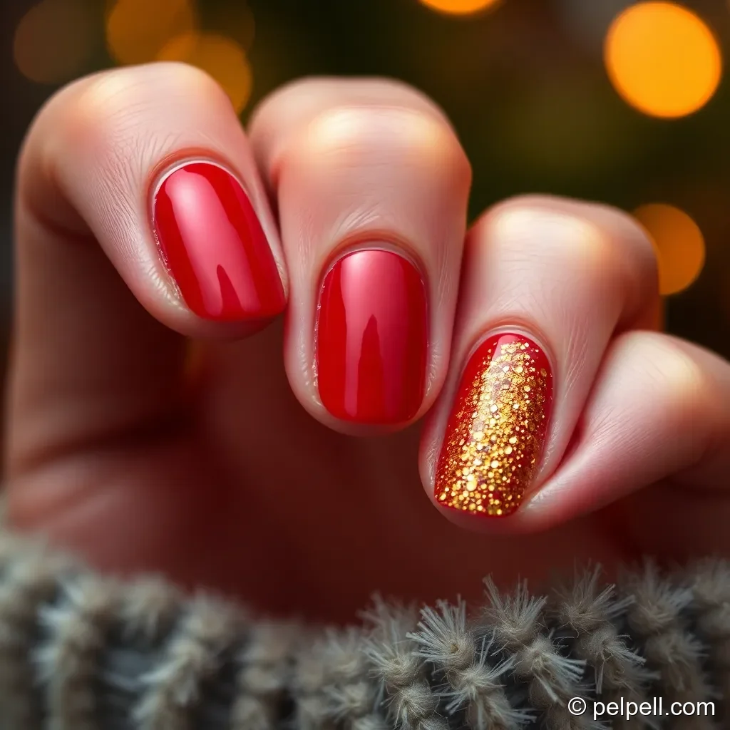 Classic Red with Gold Glitter Accent
