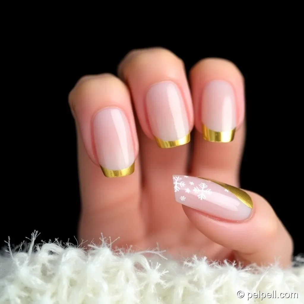 Snowy French with Gold Tips