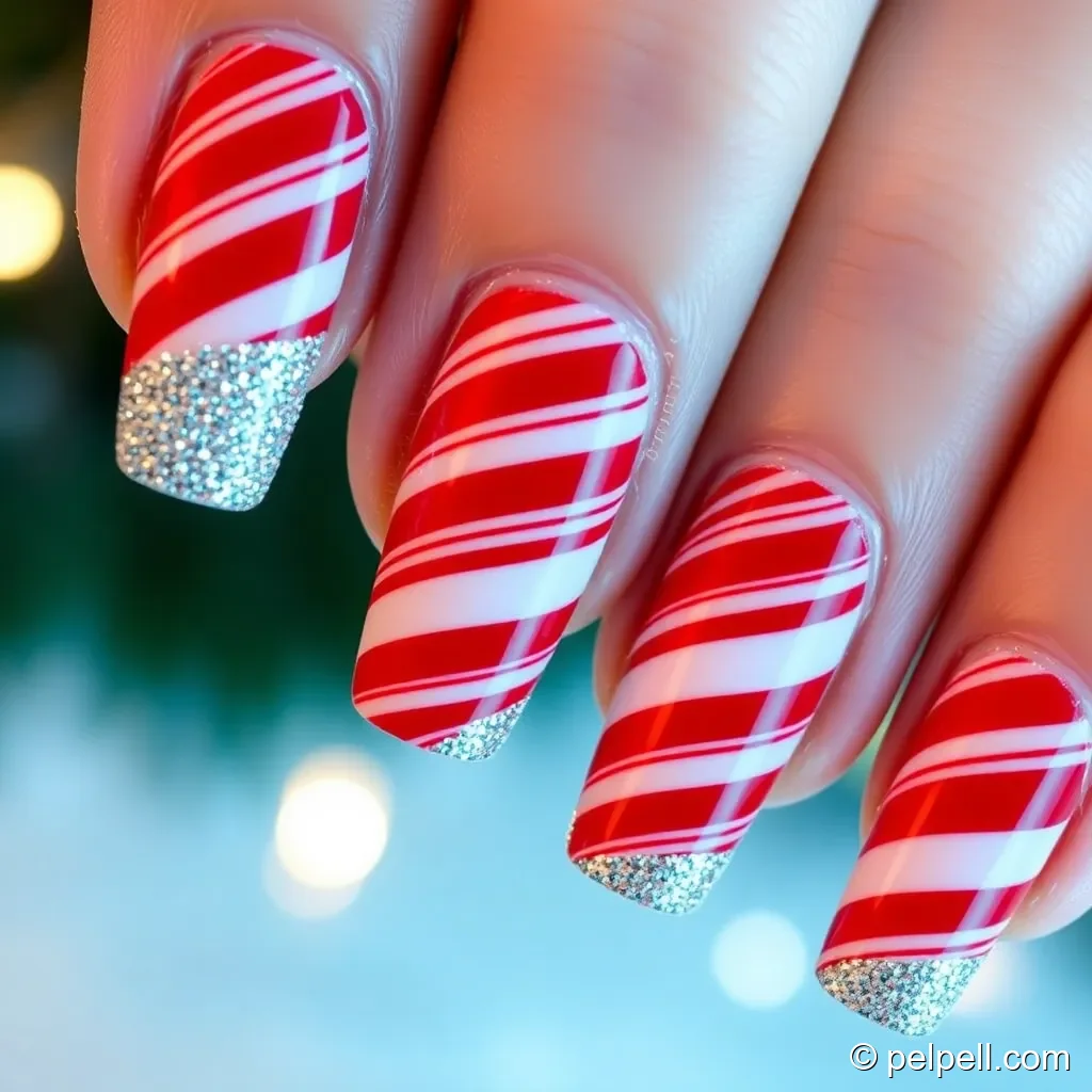 Candy Cane Stripes with Sparkle Tips