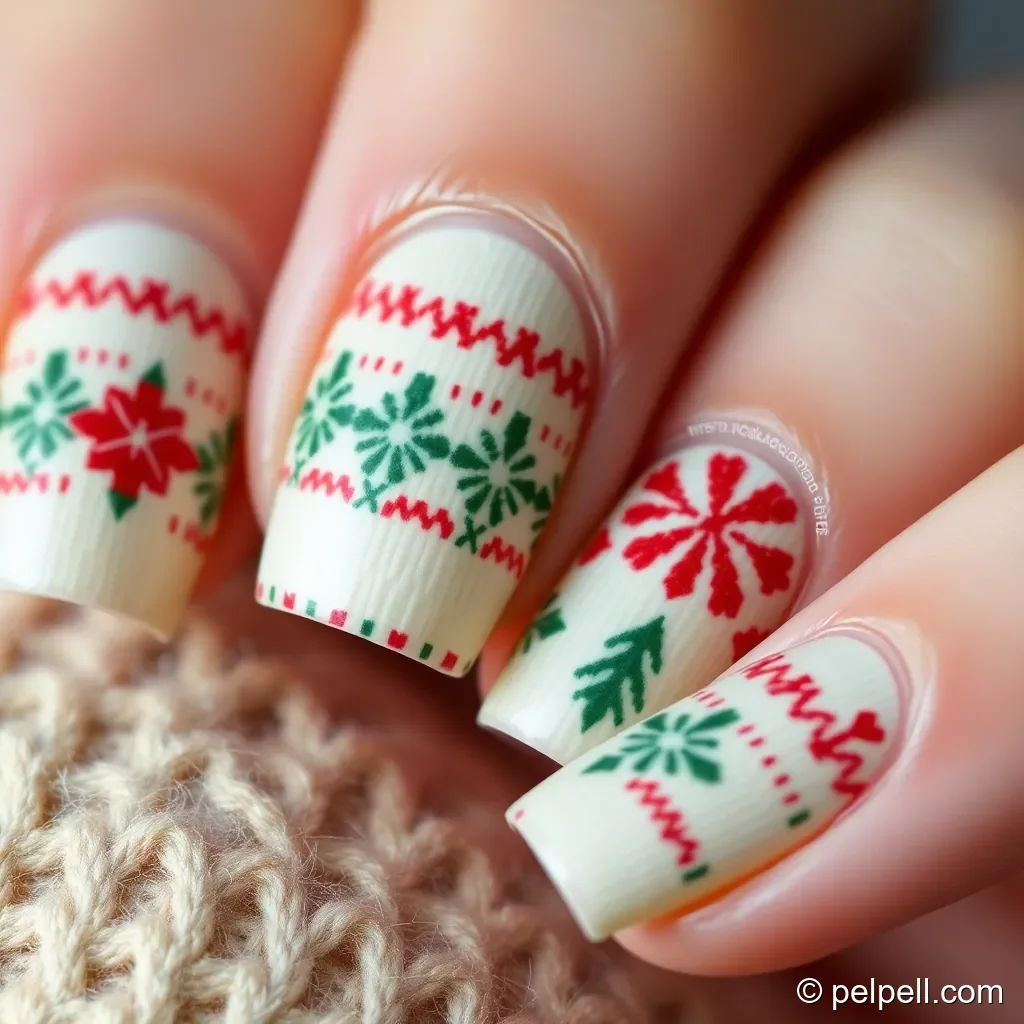 Nordic Knit Pattern: Cozy Holiday Knit on Nails