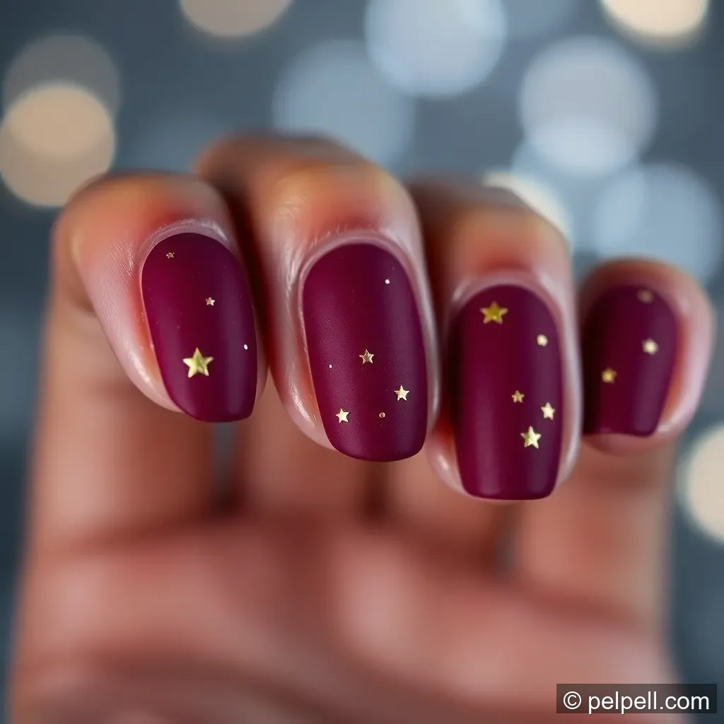 Matte Berry Velvet with Tiny Stars