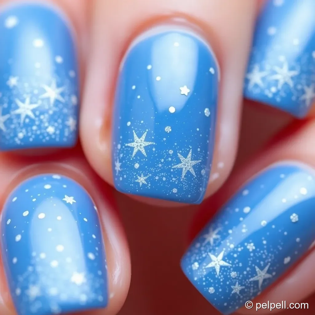 Frosted Blue with Silver Stars